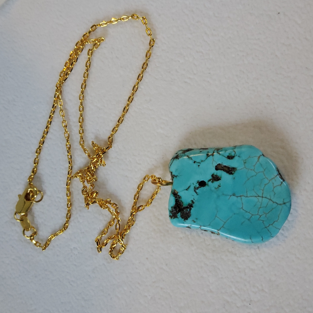 Turquoise W/ 18k Gold Filled Chain Necklace